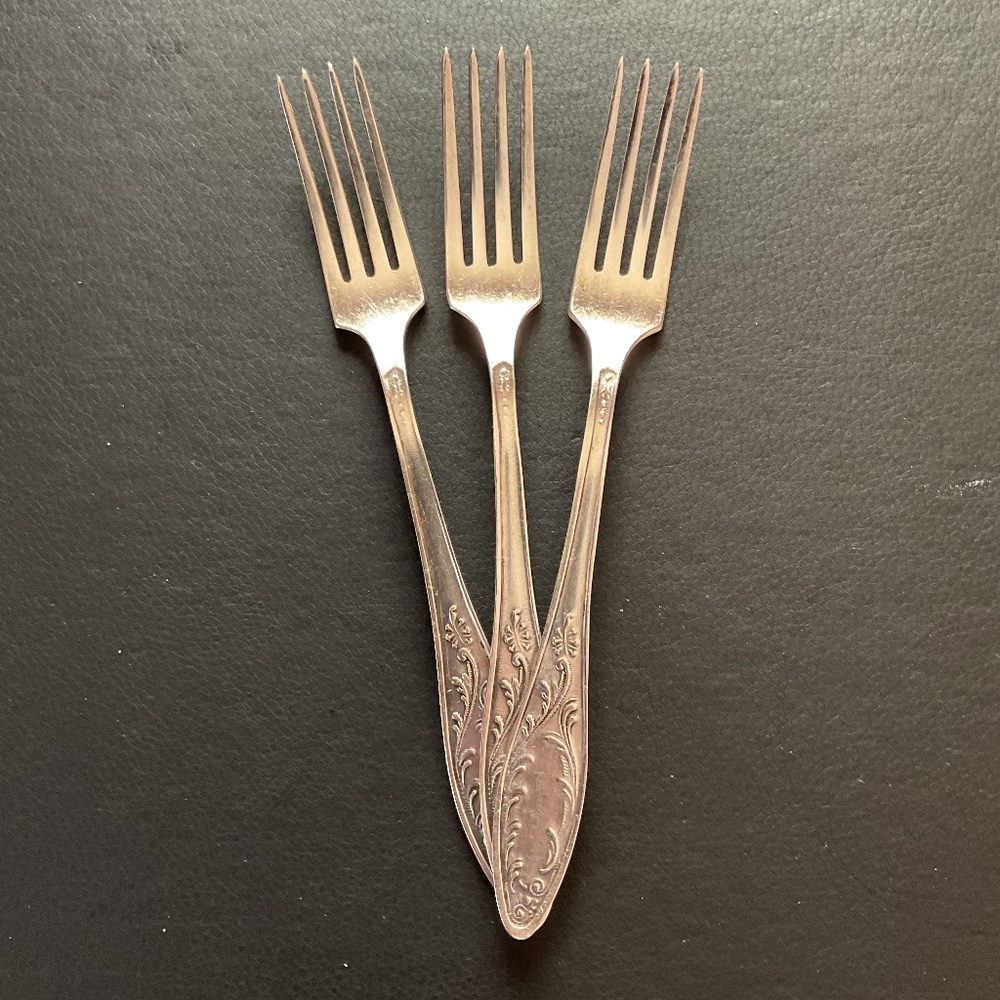 Antique Set of 3 Melchior Dinner Forks Made in USSR